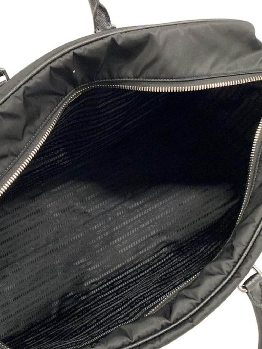 Prada Boston Bag Black Re-Nylon No Lock Leather - Picture 7 of 15